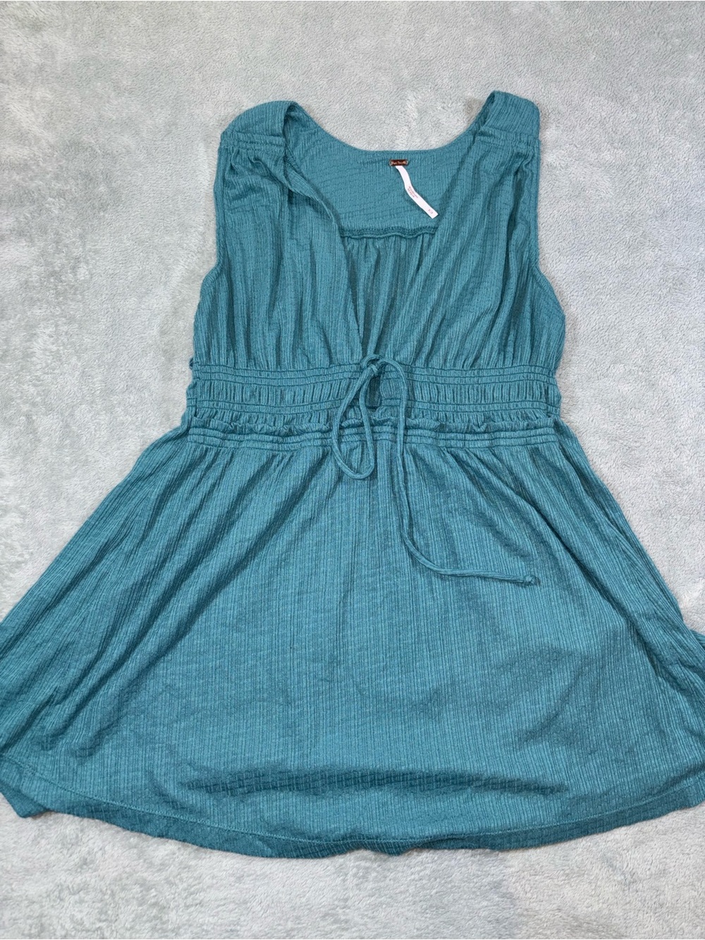 Free People Beach Bound Plunging Babydoll Tank Top Teal Green - Size M
